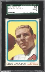 1963 TOPPS CFL #50 RUSS JACKSON HOF SGC 88 OR 8 NM/MT ! AWESOME CARD !!!!! - Picture 1 of 1