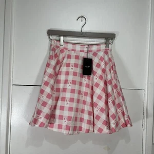 Lazy Oaf Skirt Pink White Gingham Mini Skirt Size Small Women’s - Picture 1 of 9