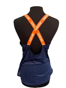 Nike Women’s Tank Top L — Navy / Orange “Just Do It” Cross-Back Straps - Picture 1 of 9