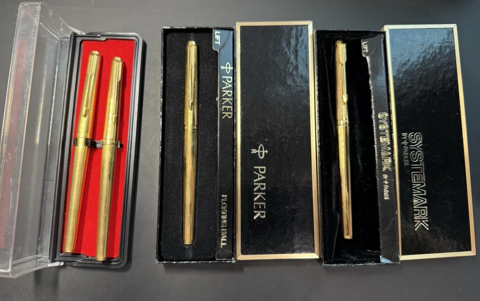 4 BOLÍGRAFOS SYSTEMARK PARKER CHAPADOS EN ORO, 2 NECESITAN RECARGAS Foto 1 de 1