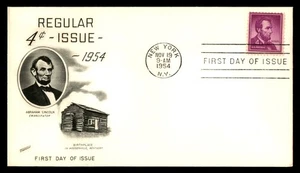 Mayfairstamps US FDC 1954 Abraham Lincoln 4c Cabin First Day Cover aas_99303 - Picture 1 of 2
