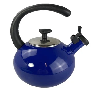 Rachael Ray Electric Blue Enamel Whistling Tea Kettle 1.5 Quart Model Never Used - Picture 1 of 14