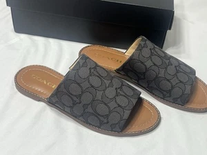Coach Hazel Sandal In Signature Jacquard Size 8B CI054 Color Black - Picture 1 of 10