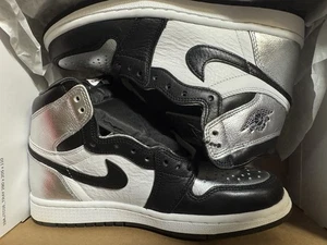 NIKE Women's Size 6.5 AIR JORDAN 1 RETRO HIGH OG SILVER TOE CD0461-001 - Foto 1 di 8