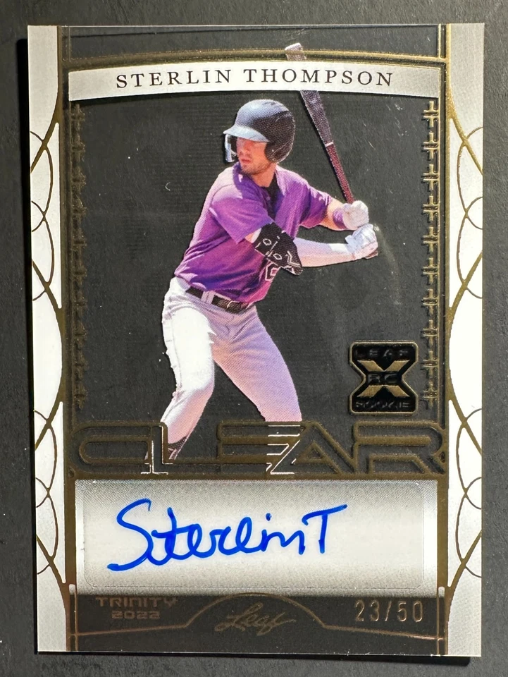 2022 Leaf Trinity Clear Gold Sterlin Thompson Colorado Rockies RC /50 - Image 1 of 1