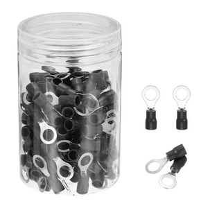 150Pcs Insulated Ring Terminal RVS2-6 16-14AWG Crimp Terminals Black - Picture 1 of 5
