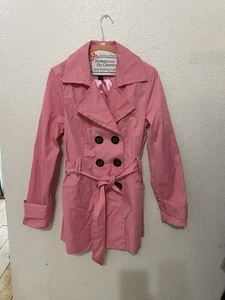 Damen-Trenchcoat Express Baumwollmischung zweireihig Taille zum Binden rosa neu ohne Etikett XS - Bild 1 von 9