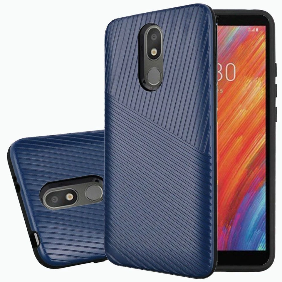 Funda con líneas texturizadas en relieve GSA para LG Aristo 4 Plus - azul Foto 1 de 1