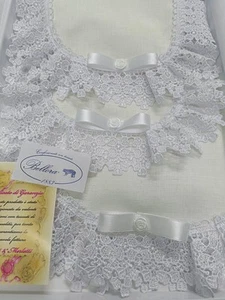 Tris Centrini In Puro Lino Bellora Con Macrame' Lavorazione Artigianale - Foto 1 di 1
