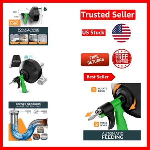 Serpente di Scarico Effortless 50FT con Alimentazione Automatica per Esigenze di Sblocco Casa - Foto 1 di 8