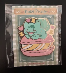 BULBASAUR Pokemon Picnic Macaron Sweets Kawaii Enamel Pin Kickstarter Reward NIB - Picture 1 of 2
