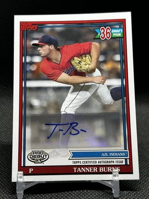 2021 Topps Pro Debut - Tanner Burns - #PD-180 Prospect Auto INDIANS 🔥⚾️🔥 - Image 1 of 2