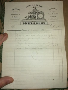 86 RECHNUNG UHRMACHEREI UHREN DECHERAT UHRMACHER POITIERS 1862 - Bild 1 von 1