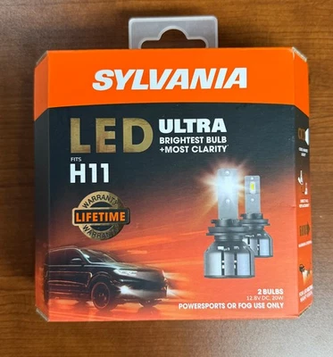 Sylvania LED Ultra H11 Headlight Bulbs - Powersports/Fog Use Only - H11LEDHP.BX2 - Image 1 of 2