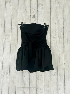 Oh Polly Mini Dress Lace Up Bubble Hem Corset Micro Black UK 8 - Picture 1 of 11