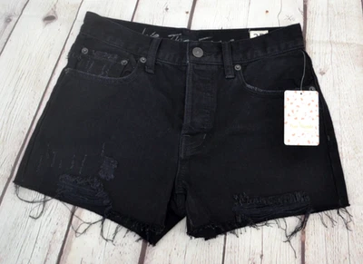 Pantalones Cortos de Denim FREE PEOPLE We The Free Sofia Distressed para Mujer TALLA 25 Negros Nuevos con Etiquetas Foto 1 de 4