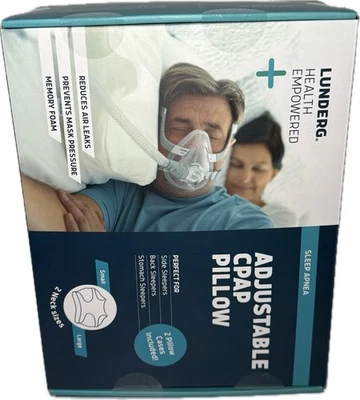 Travesseiro Lunderg ajustável CPAP espuma com memória + 2 estojos dormentes de estômago laterais traseiras - Imagem 1 de 4