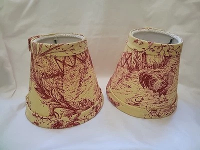 Par de 5" Abrazadera Oro Rojo Especia La Petite Ferme Gallo Inodoro Lámpara Pantalla Araña Foto 1 de 4