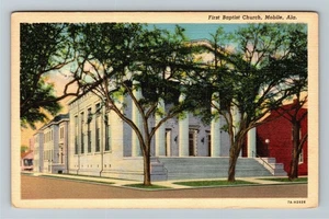 Mobile AL-Alabama First Baptist Church Vintage Souvenir Postcard - Picture 1 of 2