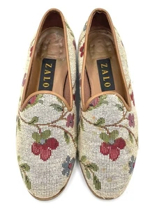 Zalo Needlepoint Vintage Loafers Women’s Shoes Size 6.5M Tapestry Slippers Spain - Picture 1 of 8