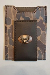 ZEP-PRO OLD SCHOOL Marrón y Tostado CAMO Buck Ciervo Cuero Bolsillo Frontal Cartera - Imagen 1 de 5