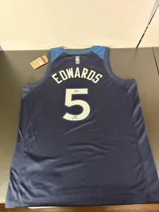 Maglia Nike firmata Anthony Edwards autografo Minnesota Timberwolves rara Beckett - Foto 1 di 21
