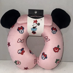 Disney Minnie Mouse Memory Foam Nackenkissen Ohren Schleife Blumen rosa neu mit Etikett - Bild 1 von 5