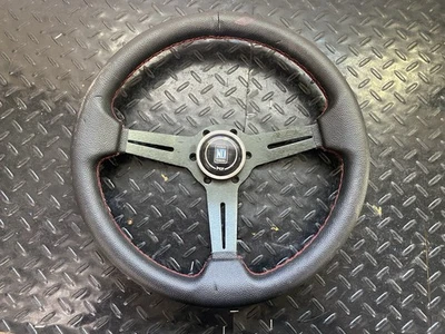 Genuine Nardi Torino Signed Leather Black Stitched Steering Wheel 14 Inches - Image 1 of 4