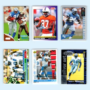 Herman Moore Auto Lot 6 Football Cards Topps Autographs Detroit Lions NM NFL - Picture 1 of 3