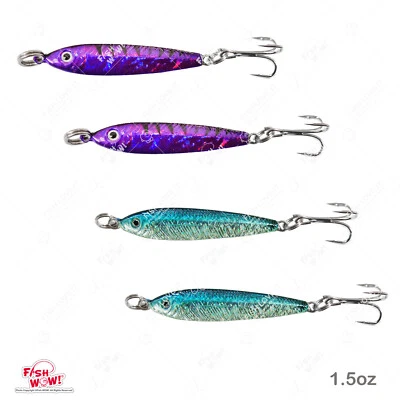 4pcs Fishing 1.5oz Mega Metal Bait Jig luna Lure Knife lures Purple Blue 2 color - Image 1 of 4