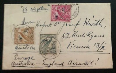 1935 Wau Papua New Guinea SS Neptune Cover  To Vienna Austria Via Australia - Image 1 of 2