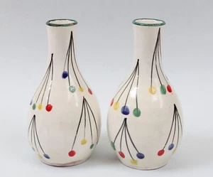 Abstract Italian Pottery Vintage 6" Vase Pair Geometric Mid Century Modern Italy - Picture 1 of 7