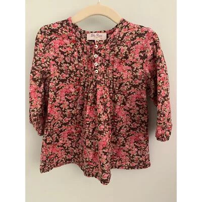 Lily Rose Beautiful Floral Top Blouse Popover Liberty Fall Pink Brown Girl's 4-5 - Image 1 of 3
