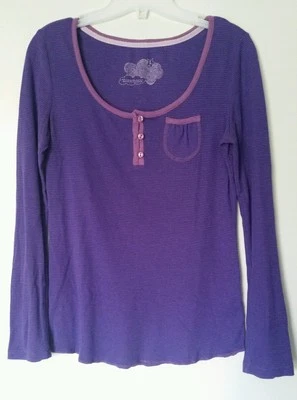 Blusa Energie Basic Púrpura Rayas Cuentas Manga Larga con Bolsillo Talla Grande Foto 1 de 4