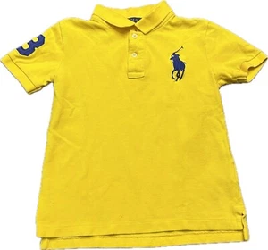 Polo Ralph Lauren Niños Amarillo Azul Marino Big Pony Manga Corta Polo Talla 7 - Imagen 1 de 4