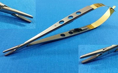 HTI BRAND T/C CASTROVIEJO MICRO NEEDLE HOLDER 5.5" STRAIGHT W/ TUNGSTEN CARBIDE INSERTS