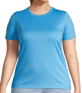 Lands' End Size 1X Blue Crew neck, cotton knit top, short sleeve NWT - Picture 1 of 3