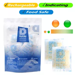Paquetes de gel de sílice indicadora naranja ""seco y seco"" de grado alimenticio de 20 gramos X 10 PK - Imagen 1 de 6