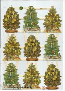 German Embossed SILVER GLITTER Scrap Die Cut - Christmas Tree EF7396G - Picture 1 of 1