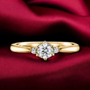 Round Cut 0.55 Ct Lab Created Diamond Engagement Ring 14K Yellow Gold - Picture 1 of 8