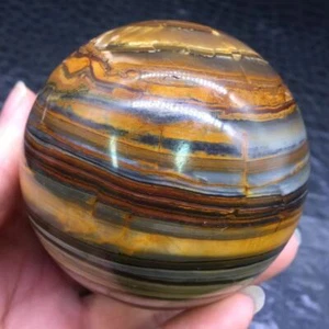 Natural Iron Tiger's Eye Quartz Crystal Sphere Ball Healing Decorate +Stand 1Pc - Picture 1 of 8
