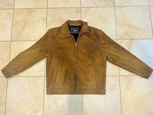 Dockers Men’s Faux Suede Dark Brown Jacket Mens Size M Faux Fur Lining Zipper - Picture 1 of 14