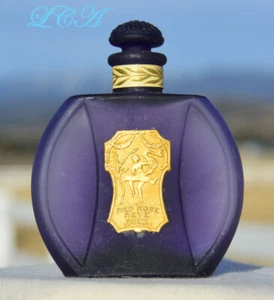 Antigua botella de perfume de vidrio esmerilado amatista ROSA ROJA REVE con tapón de vidrio - Imagen 1 de 3