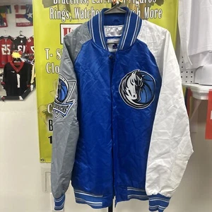 Chaqueta Starter Dallas Mavericks Reliever Satinado Azul y Gris Talla L Cosida - Imagen 1 de 19