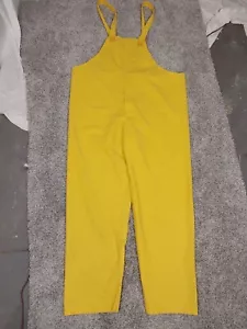 Boulder Creek Yellow Poly Rain Overalls Size XL Pants Suspenders - Picture 1 of 6