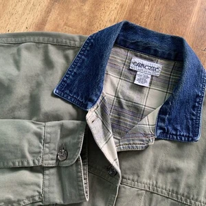 Vintage Cabin Creek XL grün Baumwolle Chore Mantel Knopf Denim Kragen vier Taschen  - Bild 1 von 13