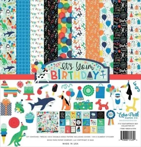 Birthday Cake Cupcake Balloons Happy Party Boy Gifts Echo Park Page Kit 12 x 12 - Picture 1 of 1
