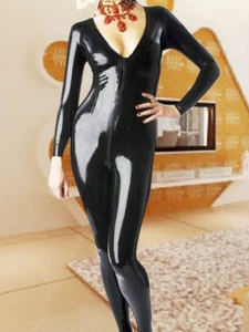 New 100%Latex Rubber Unique Club Wear Conjoined Catsuit Badysuit Zipper 0.4mm - Bild 1 von 1