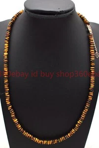 Natural Smooth 2x4mm Yellow Tiger Eye Rondelle Gemstone Beaded Necklace 16-28in - Picture 1 of 12