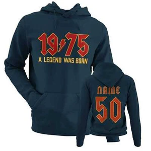 Personalised 1975 A Legend Was Born 50th Birthday in 2025 Hoodie Name on Back - Picture 1 of 10